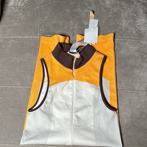 Zara Orange and White Tank Top with Color-Block Design - Picture 6 of 15